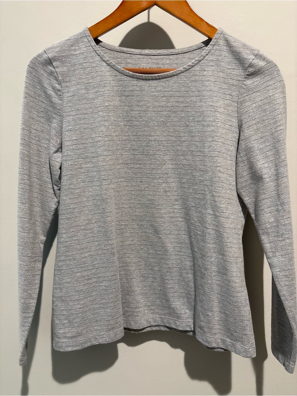 Talbots Heather Gray w. Multi Color Stripes Long-Sleeve Top